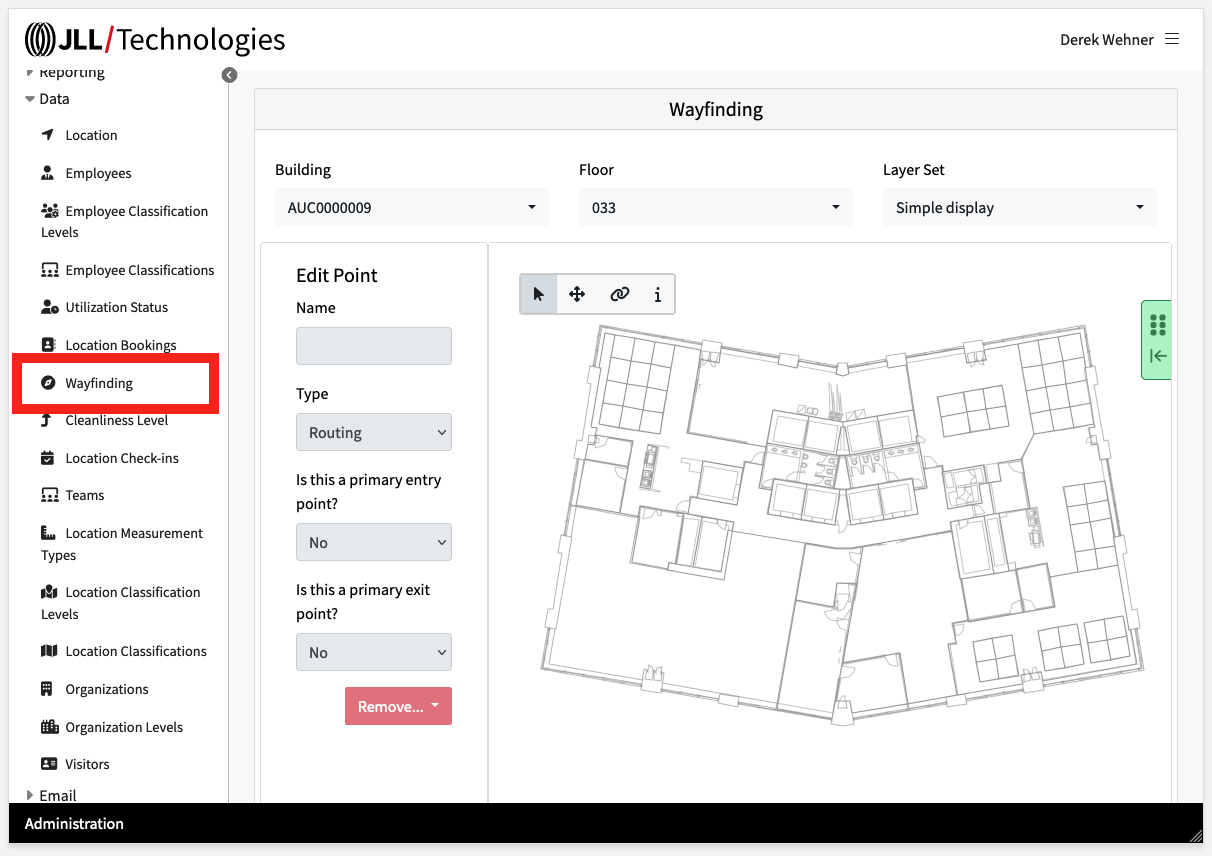 Accessing the Way-finding Admin Screen