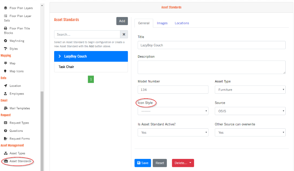 Asset Standard form