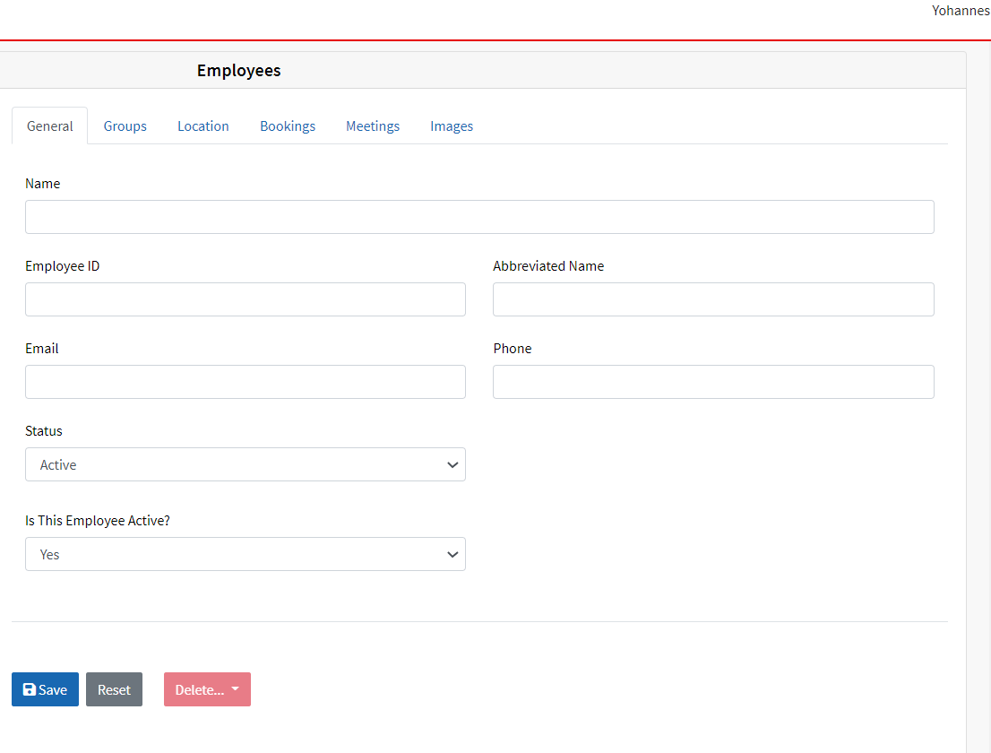 General Tab Employee Form