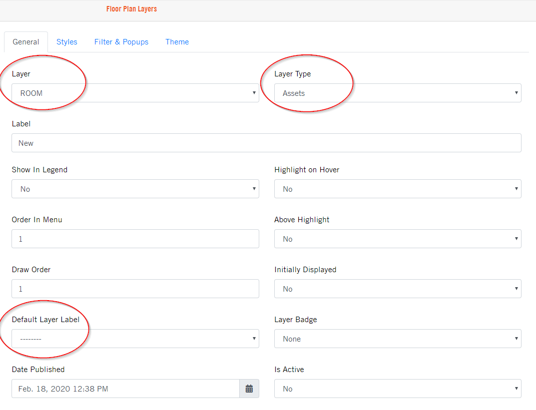 Create Floor Plan Layer form