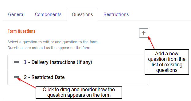 Request form component tab