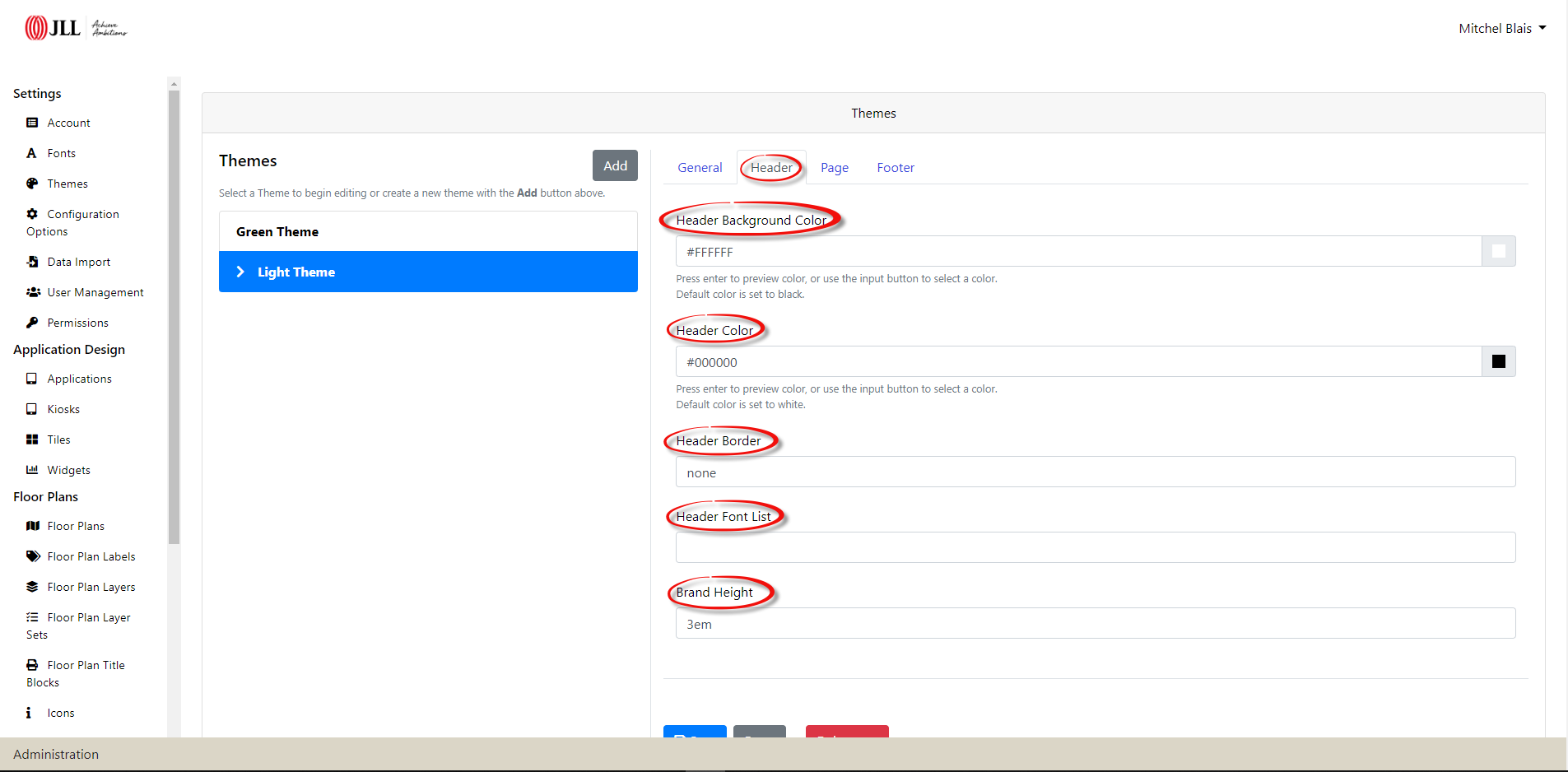 Create New Theme Header
